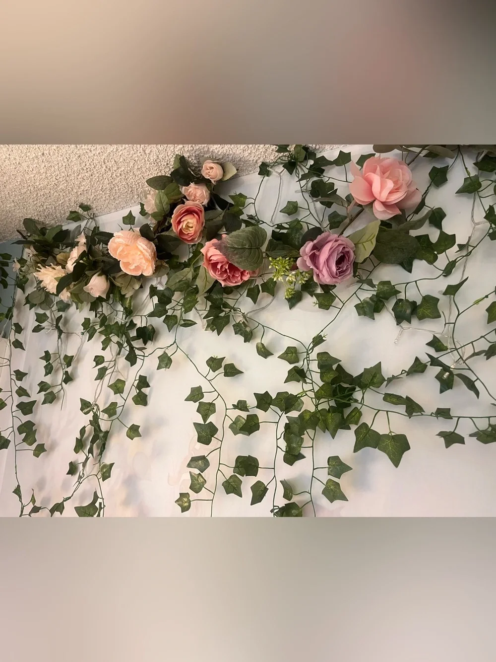 12 Foot Cabbage Rose & Dahlia Flower Garden & Light-up Ivy Vine Room Decor
